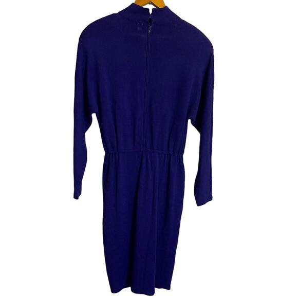 St. John By Marie Gray Mock Neck Knit Midi Dress Purple Size 10 - Picture 2 of 4